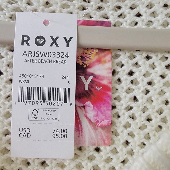 NWT Roxy After Beach Break V-Neck Hoodie Off White Size Small - Picture 4 of 6